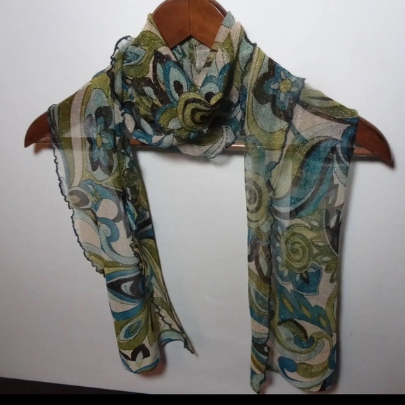 Vintage Authentic Retro 60's or 70's Stretchy Floral Hair or Neck Scarf - Picture 1 of 9